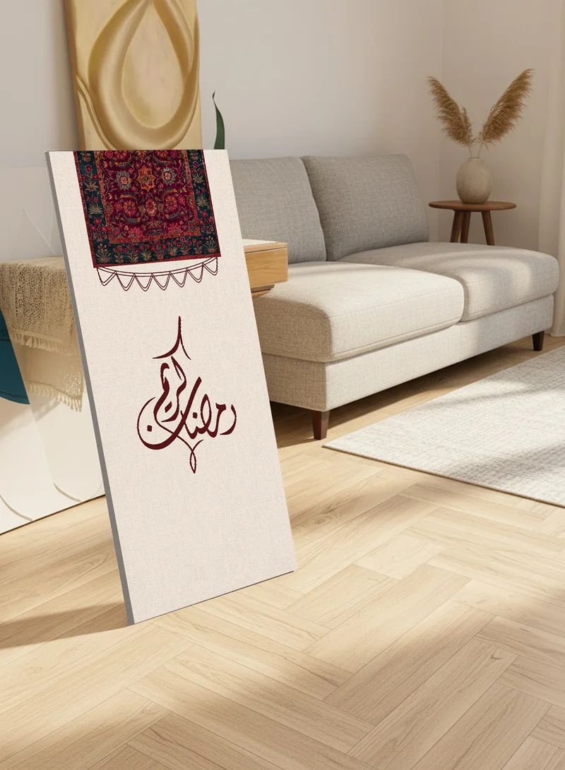 LOWHA Canvas Wall Art on Wooden Frame with Back Stand Featuring Ramadan Kareem Design